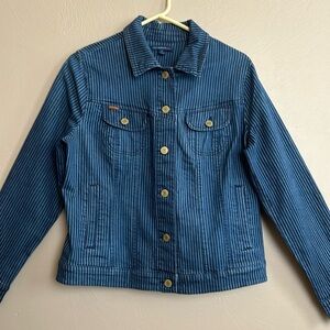 Vintage 90’s Isaac Mizrahi Tailored Denim Striped Women’s Jacket. Size 12.